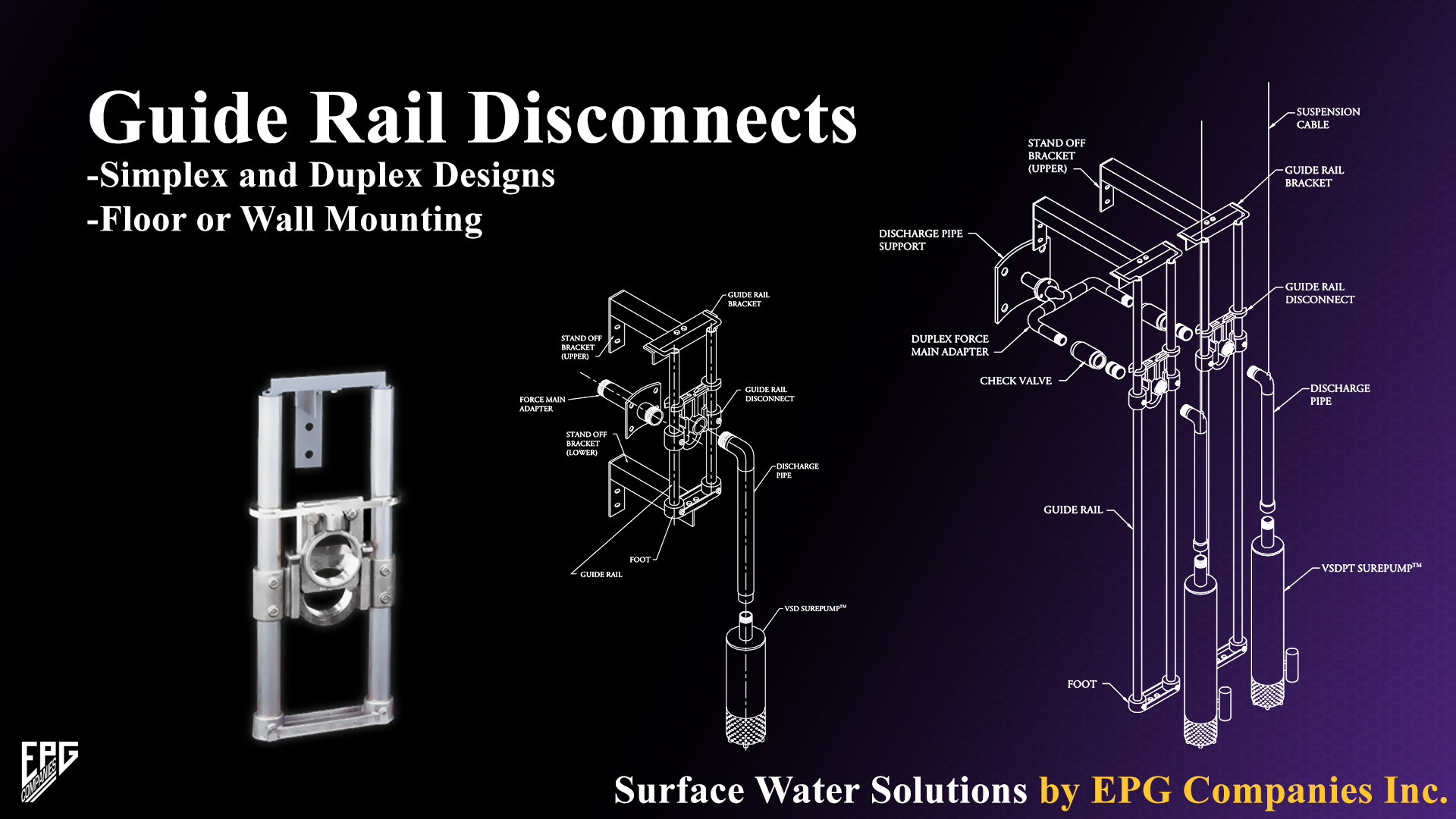 Simplex and Duplex Guide Rail Disconnect Designs